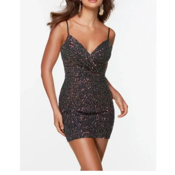 Alyce Paris | Dresses | Nwt Multi Iridescent Sequin Short Dress | Poshmark
